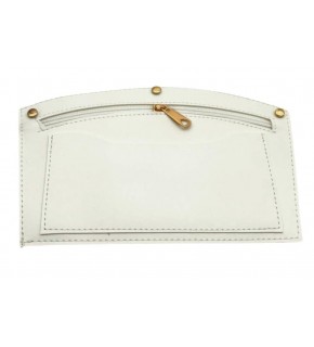 Çanta Aksesuar 24x15 cm Beyaz Renk Troklu Suni Deri Cep Light Gold Metalli