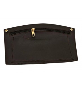 Çanta Aksesuar 24x15 cm Koyu Kahve  Renk Troklu Suni Deri Cep Light Gold Metalli