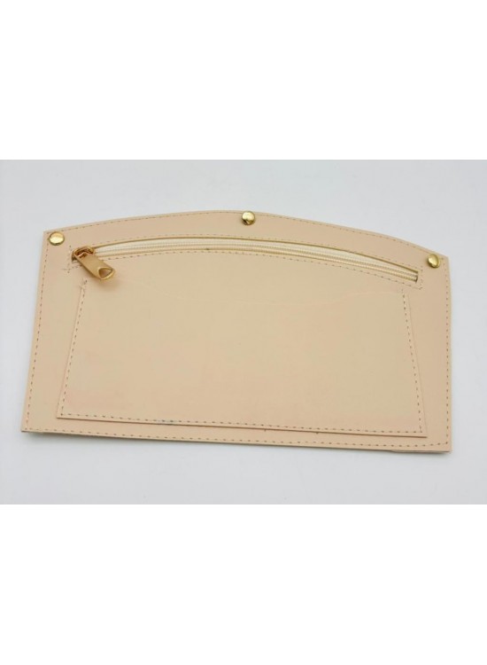 Çanta Aksesuar 24x15 cm  Krem Renk Troklu Suni Deri Cep Light Gold Metalli