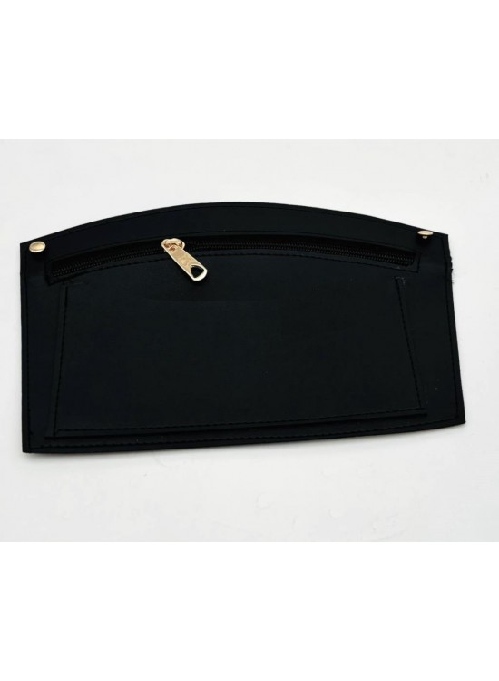 Çanta Aksesuar 24x15 cm Siyah Renk Troklu Suni Deri Cep Light Gold Metalli