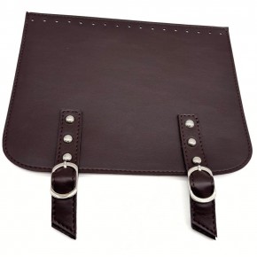 Çanta Aksesuar 24x19 cm Çift Mıknatıslı  Suni Deri Kapak Koyu Kahve  Renk Gümüş Metalli