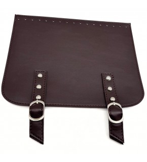 Çanta Aksesuar 24x19 cm Çift Mıknatıslı  Suni Deri Kapak Koyu Kahve  Renk Gümüş Metalli