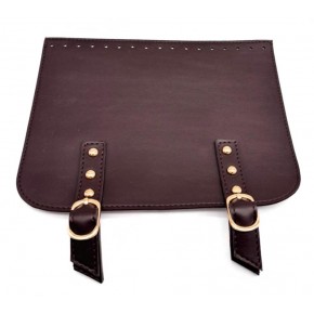 Çanta Aksesuar 24x19 cm Çift Mıknatıslı  Suni Deri Kapak Koyu Kahve Renk Light Gold Metalli