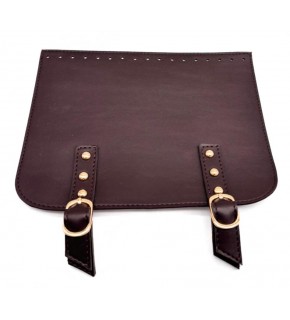 Çanta Aksesuar 24x19 cm Çift Mıknatıslı  Suni Deri Kapak Koyu Kahve Renk Light Gold Metalli