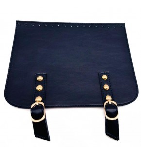 Çanta Aksesuar 24x19 cm Çift Mıknatıslı  Suni Deri Kapak Lacivert Renk Light Gold Metalli