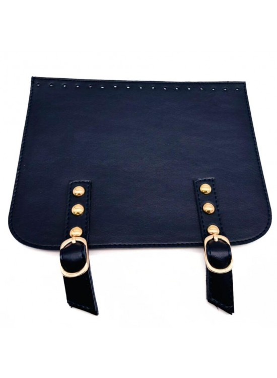 Çanta Aksesuar 24x19 cm Çift Mıknatıslı  Suni Deri Kapak Lacivert Renk Light Gold Metalli