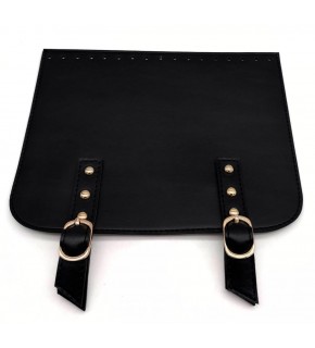 Çanta Aksesuar 24x19 cm Çift Mıknatıslı  Suni Deri Kapak Siyah Renk Light Gold Metalli