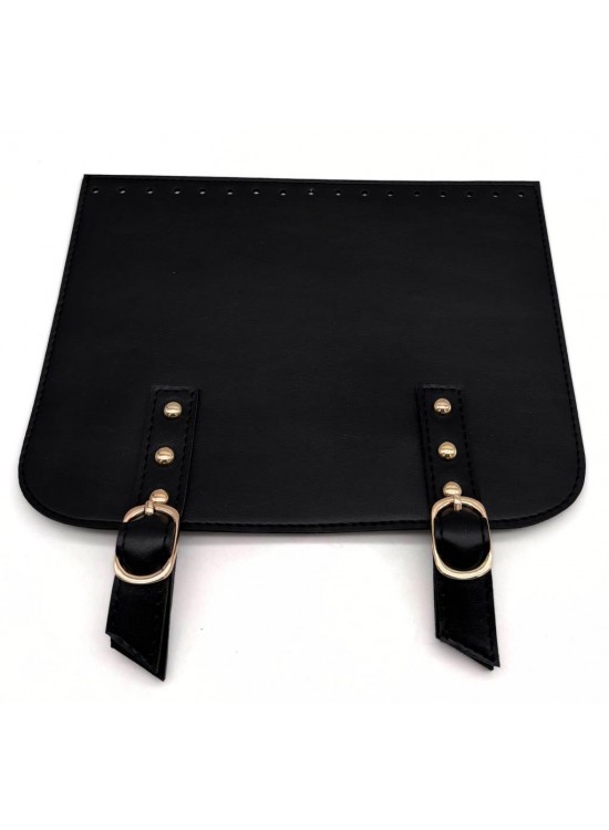 Çanta Aksesuar 24x19 cm Çift Mıknatıslı  Suni Deri Kapak Siyah Renk Light Gold Metalli