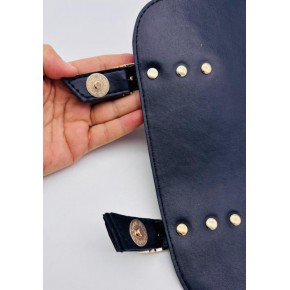 Çanta Aksesuar 24x19 cm Çift Mıknatıslı  Suni Deri Kapak Siyah Renk Light Gold Metalli