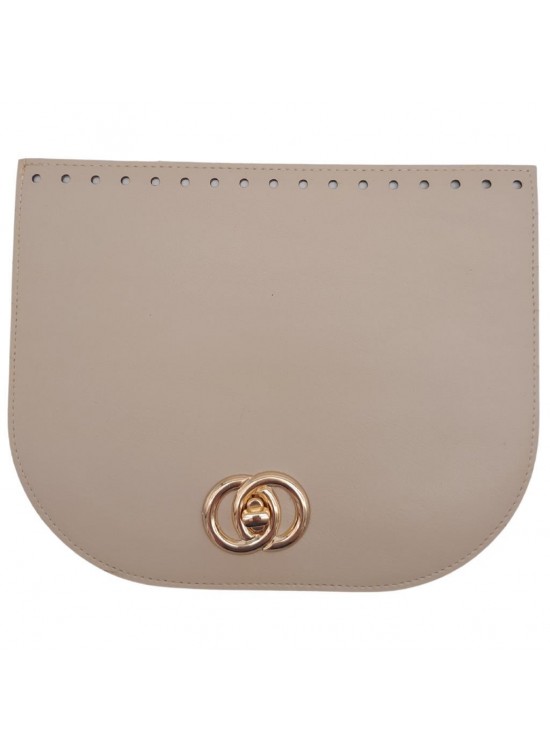 Çanta Aksesuar 24x19 cm Suni Deri Bej Renk Kapak Light Gold Metalli