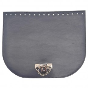 Çanta Aksesuar 24x19 cm Suni Deri Lacivert Renk Zincirli Kilitli Kapak Gümüş Metalli