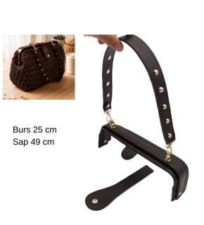 Çanta Aksesuar 25 Cm Lüks Model Çanta Seti Koyu Kahve Light Gold Metalli