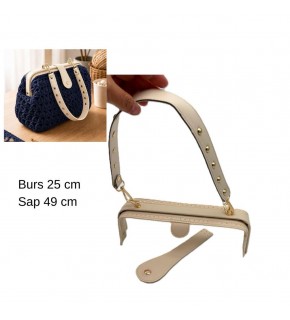 Çanta Aksesuar 25 Cm Lüks Model Çanta Seti Krem Light Gold Metalli
