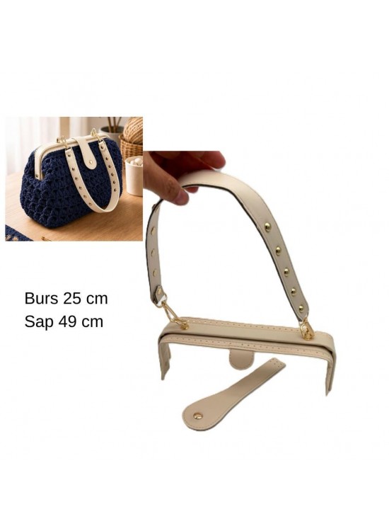 Çanta Aksesuar 25 Cm Lüks Model Çanta Seti Krem Light Gold Metalli