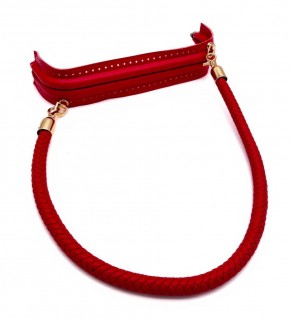 Çanta Aksesuar 25 cm Suni Derili  Kırmızı Renk Gizli Çanta Bursu Deri Kulplu
