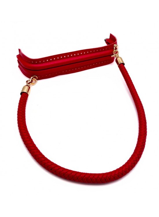 Çanta Aksesuar 25 cm Suni Derili  Kırmızı Renk Gizli Çanta Bursu Deri Kulplu