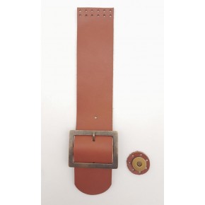 Çanta Aksesuar 25x5 cm Taba Renk Gerçek Deri Düz Çanta Kapağı Antik Metalli