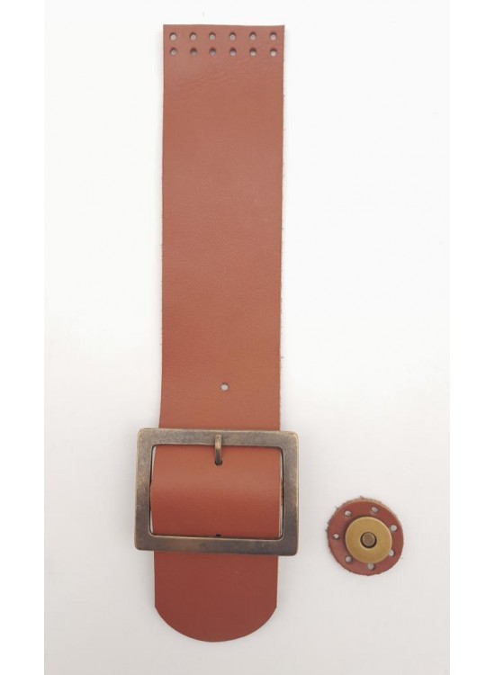 Çanta Aksesuar 25x5 cm Taba Renk Gerçek Deri Düz Çanta Kapağı Antik Metalli