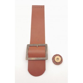 Çanta Aksesuar 25x5 cm Taba Renk Gerçek Deri Düz Çanta Kapağı Antik Metalli