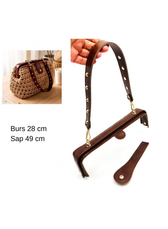 Çanta Aksesuar 28 Cm Lüks Model Çanta Seti Taba Light Gold Metalli