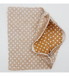 Çanta Aksesuar 28X28 Cm Dikilmiş Fermuarlı Astar Hardal Sarı Puantiyeli