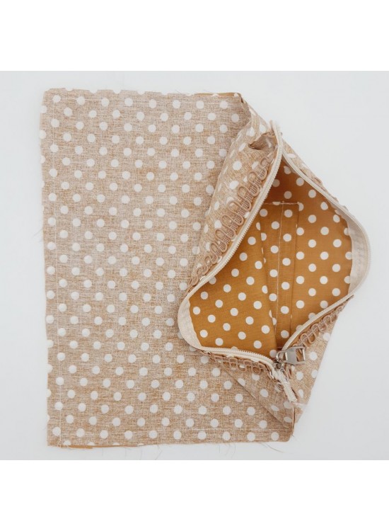 Çanta Aksesuar 28X28 Cm Dikilmiş Fermuarlı Astar Hardal Sarı Puantiyeli