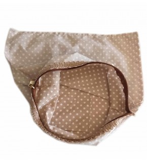 Çanta Aksesuar 28X28 Cm Dikilmiş Fermuarlı Astar Minik Puantiyeli Sütlü Kahve Renk