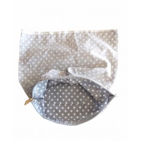 Çanta Aksesuar 28X28 Cm Dikilmiş Fermuarlı Astar Puantiye Açık Gri