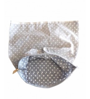 Çanta Aksesuar 28X28 Cm Dikilmiş Fermuarlı Astar Puantiye Açık Gri