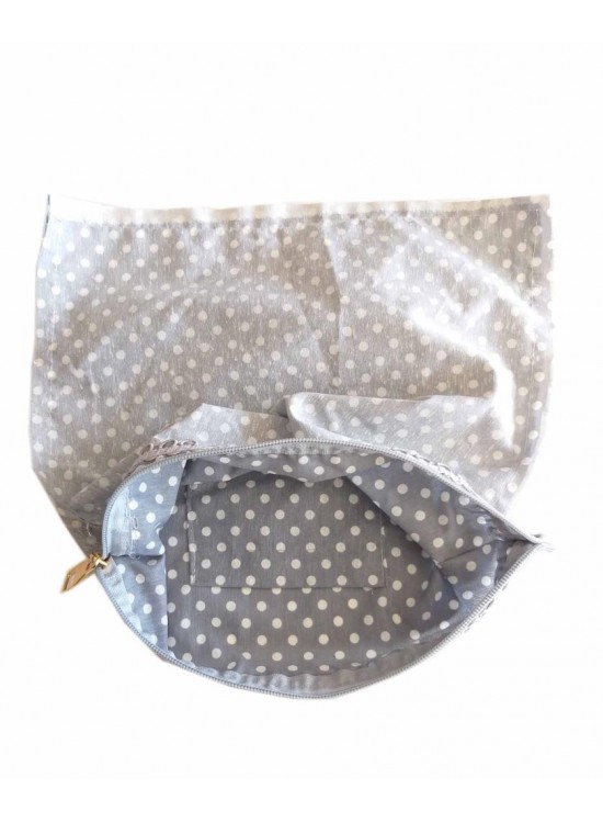 Çanta Aksesuar 28X28 Cm Dikilmiş Fermuarlı Astar Puantiye Açık Gri