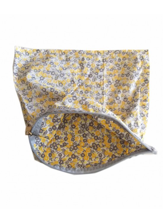 Çanta Aksesuar 28X28 Cm Dikilmiş Fermuarlı Astar Sarı Çiçek Desen