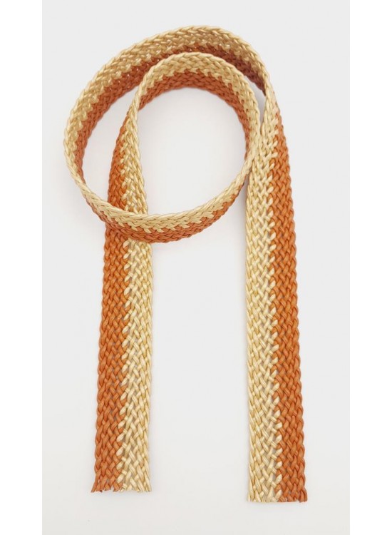 Çanta Aksesuar 3.5 cm Gold Taba Renk Deri Hasır Örgü Kolon 1 Metre