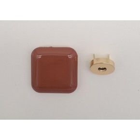 Çanta Aksesuar 3.5 cm Kare Akrilikli Taba Renk Light Gold Mıknatıslı Kilit