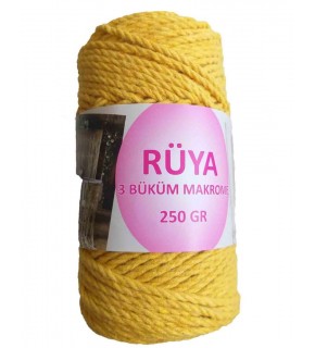 Çanta Aksesuar 3 Büküm Makrome İpi Hardal Sarı Renk No:3