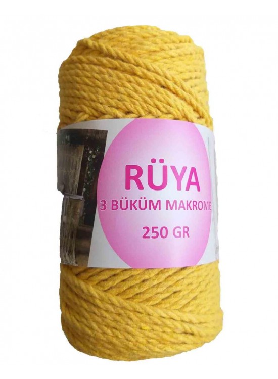 Çanta Aksesuar 3 Büküm Makrome İpi Hardal Sarı Renk No:3