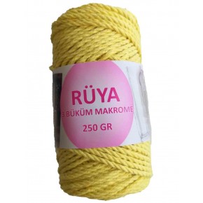 Çanta Aksesuar 3 Büküm Makrome İpi Sarı No:7