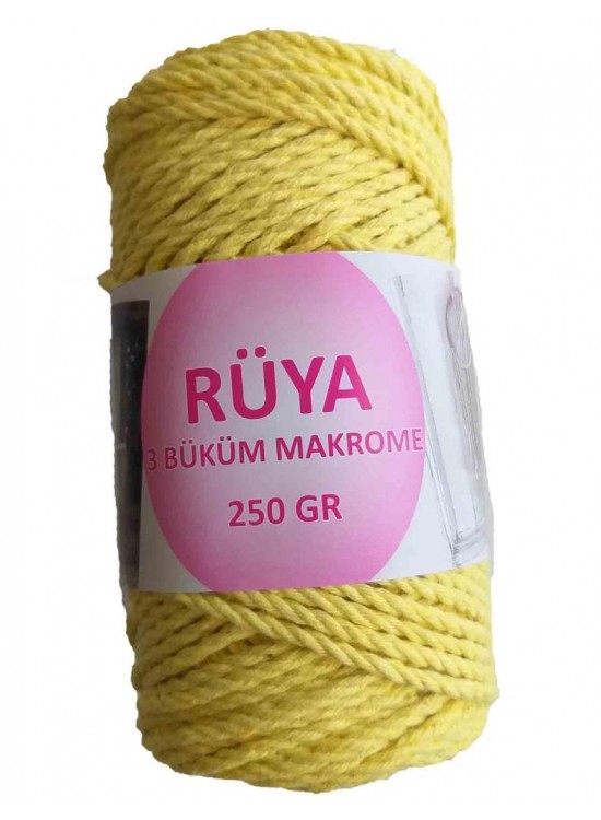 Çanta Aksesuar 3 Büküm Makrome İpi Sarı No:7