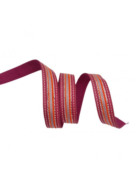 Çanta Aksesuar 3 cm Polyester Kolon Fuşya Gümüş Simli 1 Metre Çanta Aksesuar 3 cm Polyester Kolon Fuşya Gümüş Simli 1 Metre