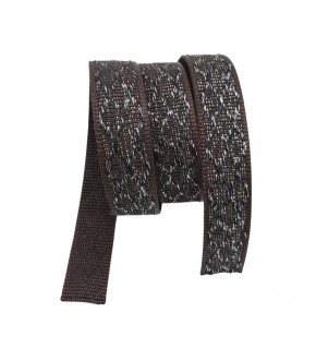 Çanta Aksesuar 3 cm Polyester Kolon Kahverengi Gümüş Simli 1 Metre