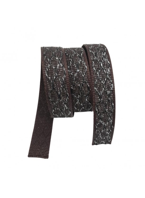 Çanta Aksesuar 3 cm Polyester Kolon Kahverengi Gümüş Simli 1 Metre Çanta Aksesuar 3 cm Polyester Kolon Kahverengi Gümüş Simli 1 Metre