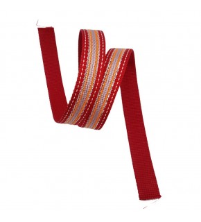 Çanta Aksesuar 3 cm Polyester Kolon Kırmızı Gümüş Simli 1 Metre