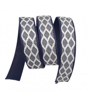 Çanta Aksesuar 3 cm Polyester Kolon Lacivert Beyaz Simli 1 Metre