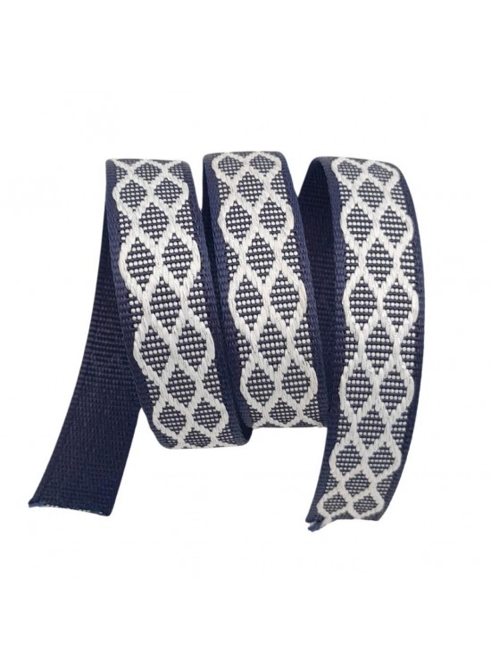 Çanta Aksesuar 3 cm Polyester Kolon Lacivert Beyaz Simli 1 Metre Çanta Aksesuar 3 cm Polyester Kolon Lacivert Beyaz Simli 1 Metre