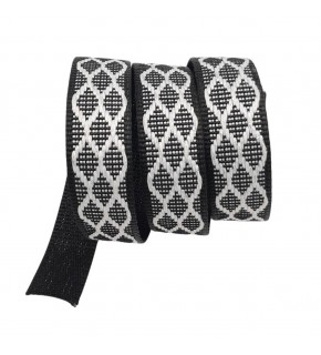 Çanta Aksesuar 3 cm Polyester Kolon Siyah Beyaz Simli 1 Metre