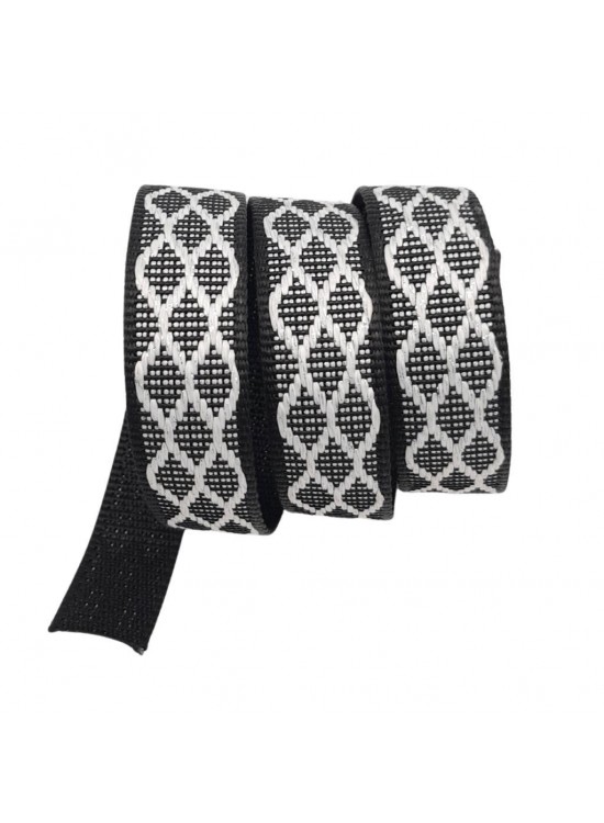 Çanta Aksesuar 3 cm Polyester Kolon Siyah Beyaz Simli 1 Metre Çanta Aksesuar 3 cm Polyester Kolon Siyah Beyaz Simli 1 Metre