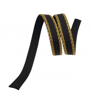 Çanta Aksesuar 3 cm Polyester Kolon Siyah Gold No:2 Simli 1 Metre