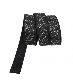 Çanta Aksesuar 3 cm Polyester Kolon Siyah Gümüş Simli 1 Metre