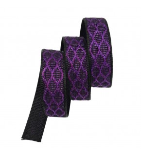 Çanta Aksesuar 3 cm Polyester Kolon Siyah Mor Simli 1 Metre