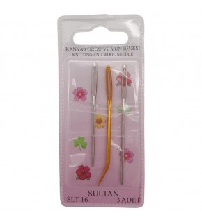 Çanta Aksesuar 3 Lü Kanvas Örgü ve Yün İğnesi Seti SLT-16