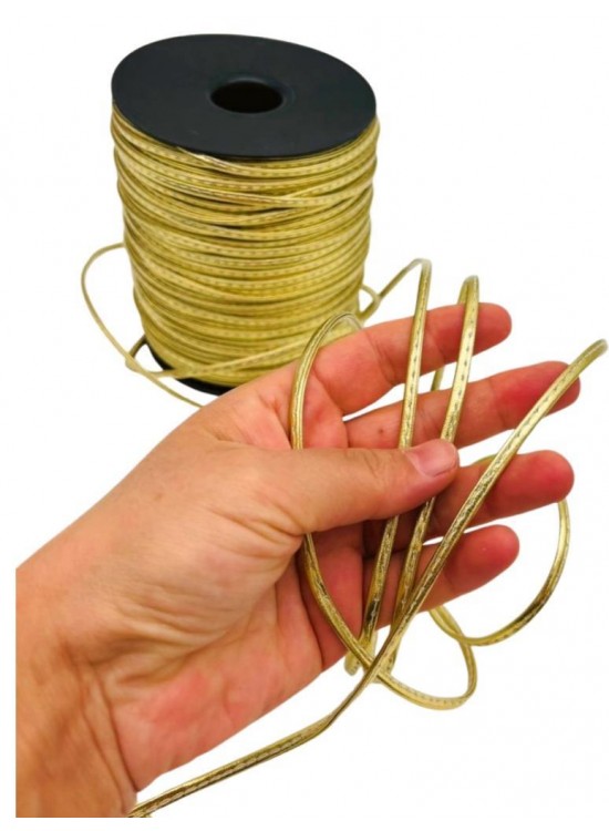 Çanta Aksesuar 3 Mm Gold Renk Suni Deri İp 2 metre